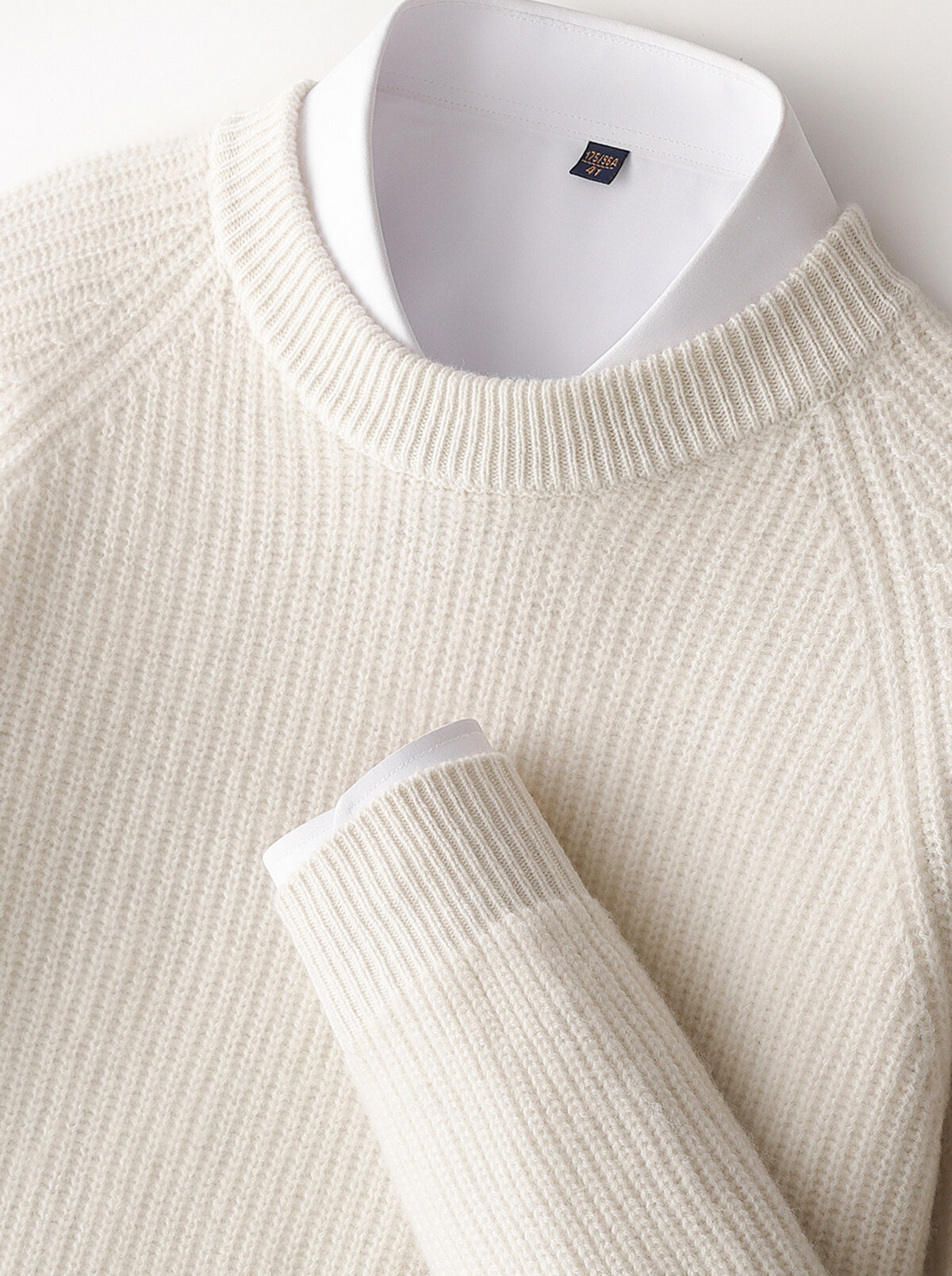 Men's Pure Extra-Fine Merino Wool Ribbed Raglan Crewneck-thumbmail-8
