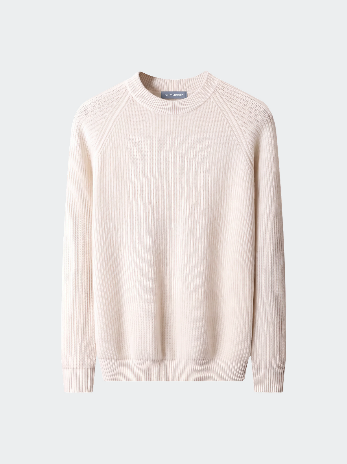 Men's Pure Extra-Fine Merino Wool Ribbed Raglan Crewneck
