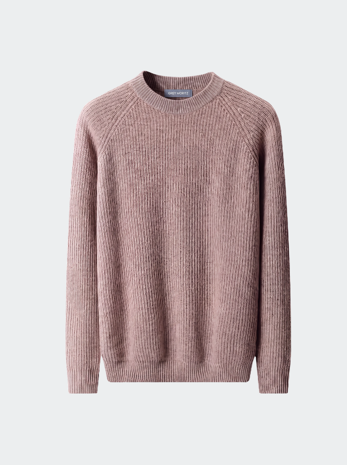 Men's Pure Extra-Fine Merino Wool Ribbed Raglan Crewneck