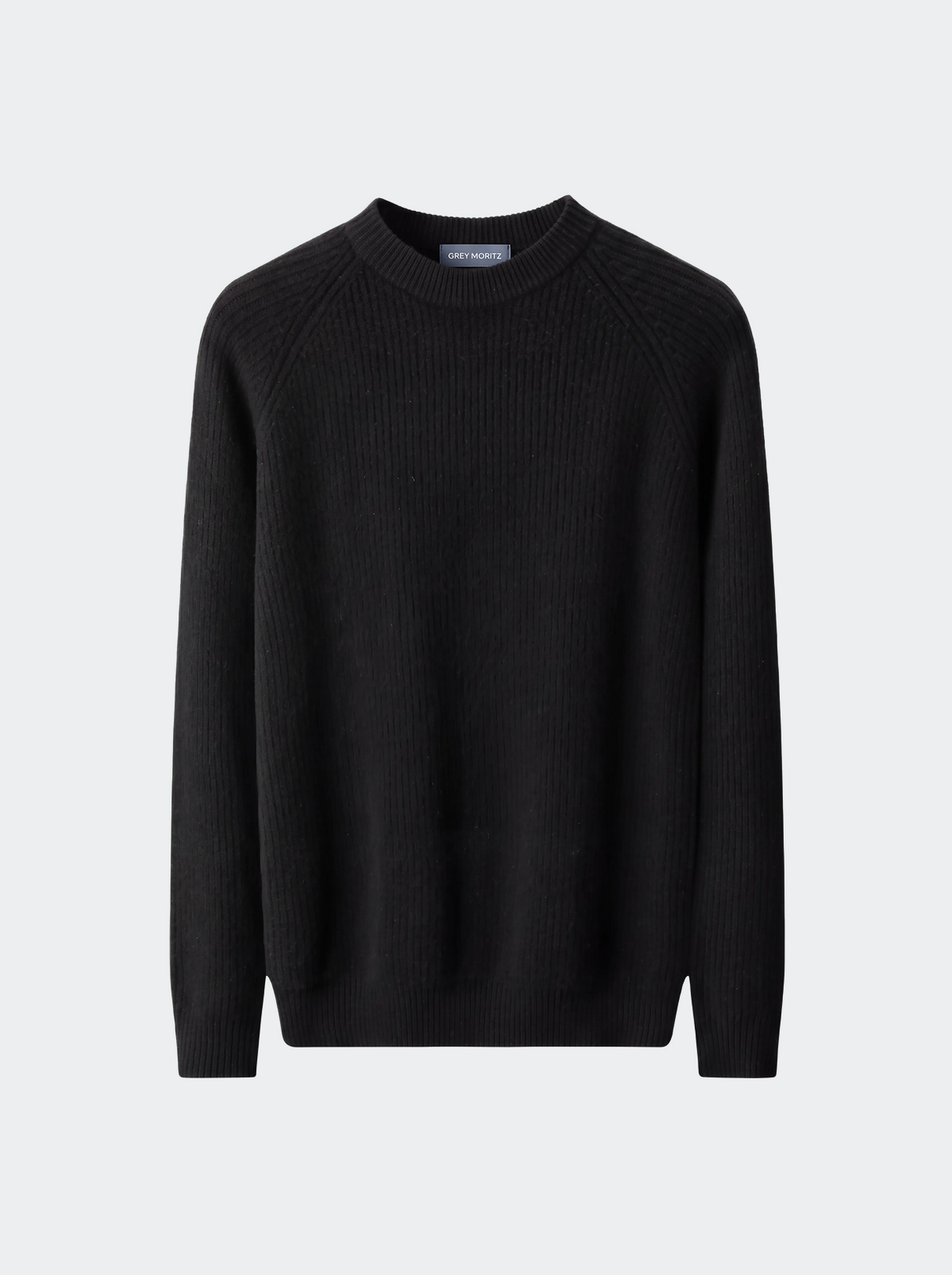 Men's Pure Extra-Fine Merino Wool Ribbed Raglan Crewneck