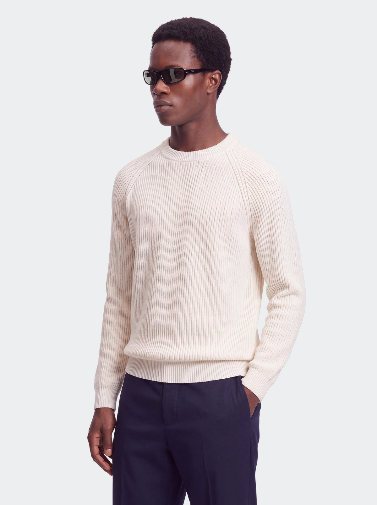Men's Pure Extra-Fine Merino Wool Ribbed Raglan Crewneck-thumbmail-6