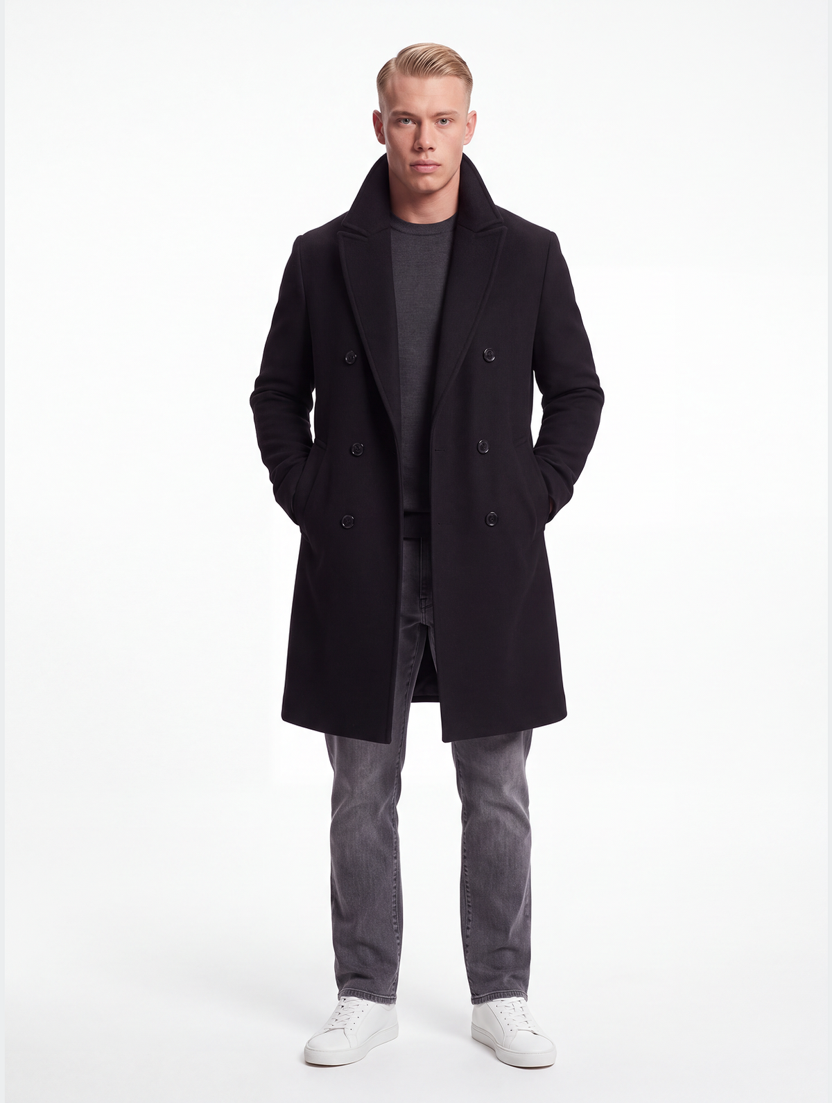 Men's Wool Overcoat Double-Breasted, Mid-Length-thumbmail-4