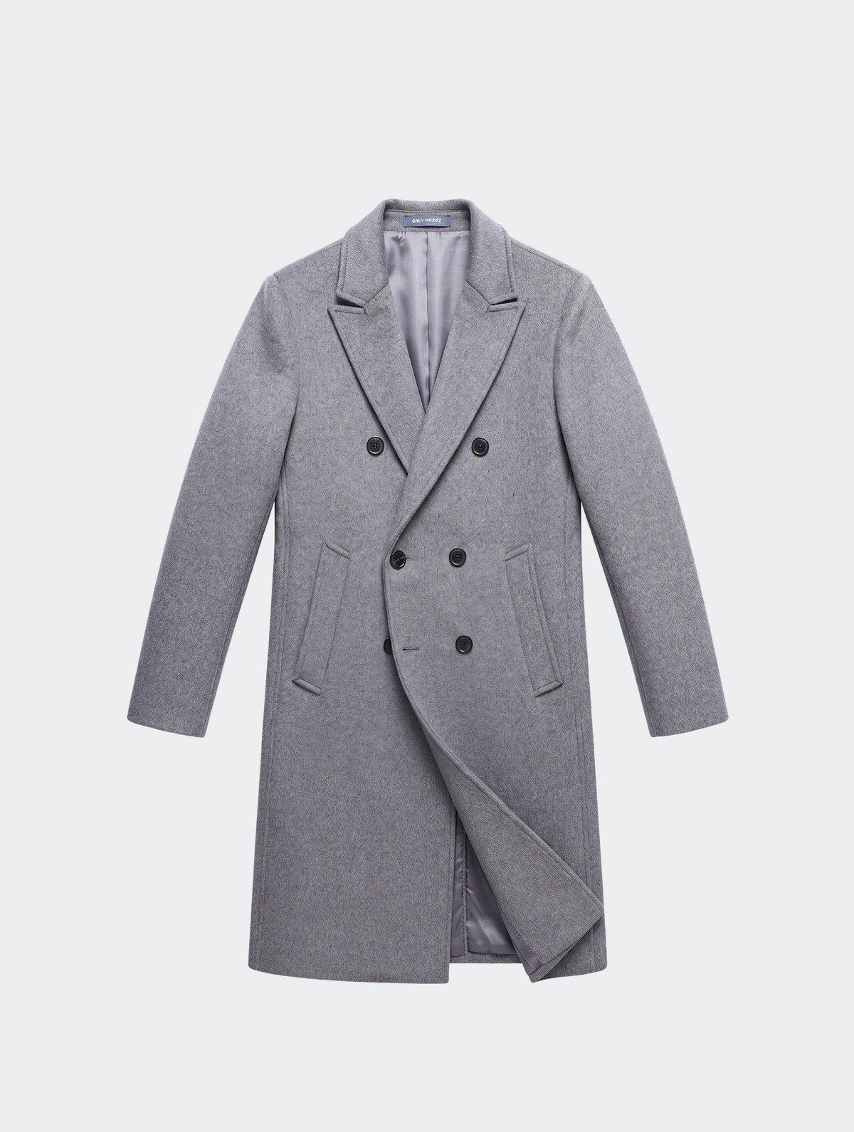 Men's Wool Overcoat Double-Breasted, Mid-Length