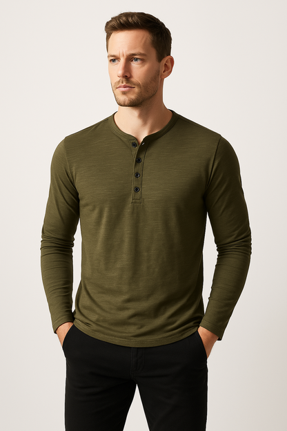 Long-Sleeve Henley Shirt