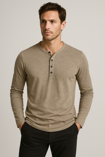 Long-Sleeve Henley Shirt