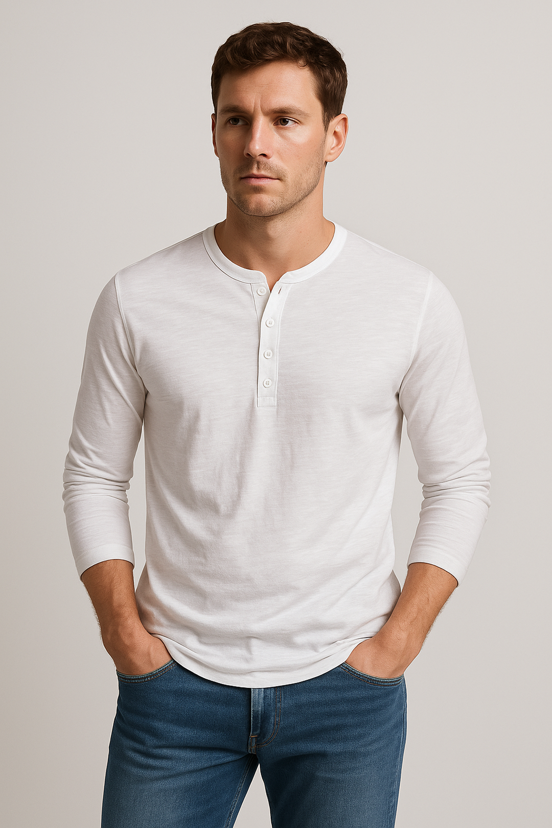 Long-Sleeve Henley Shirt