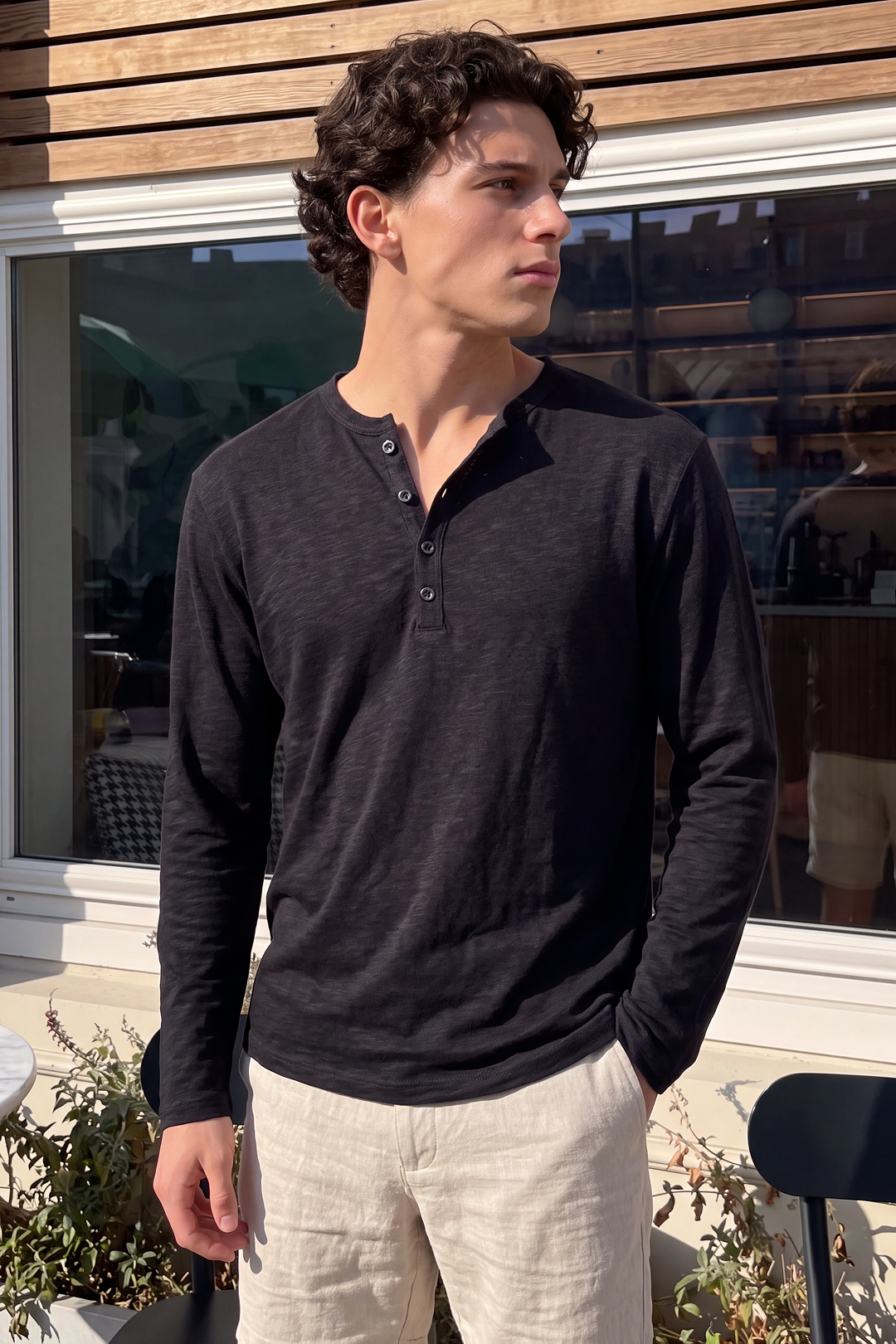 Henley Long Sleeve T-Shirt Men's-thumbmail-5