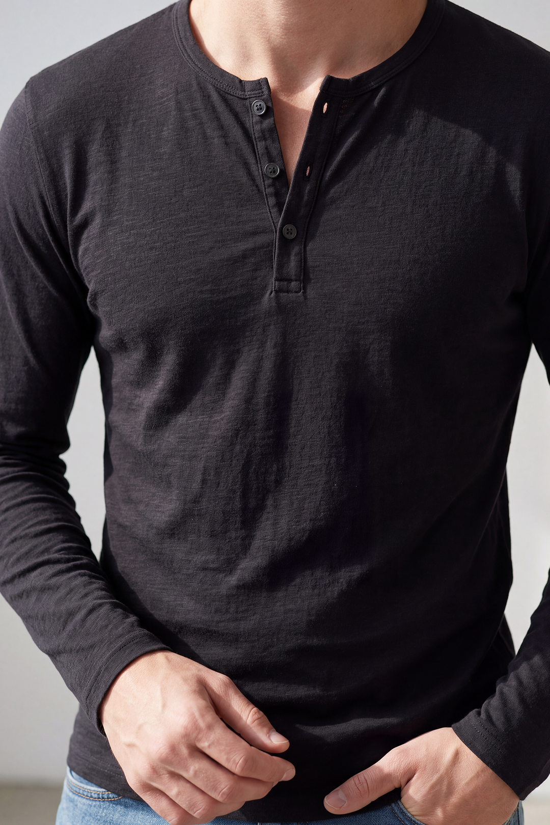 Henley Long Sleeve T-Shirt Men's-thumbmail-3