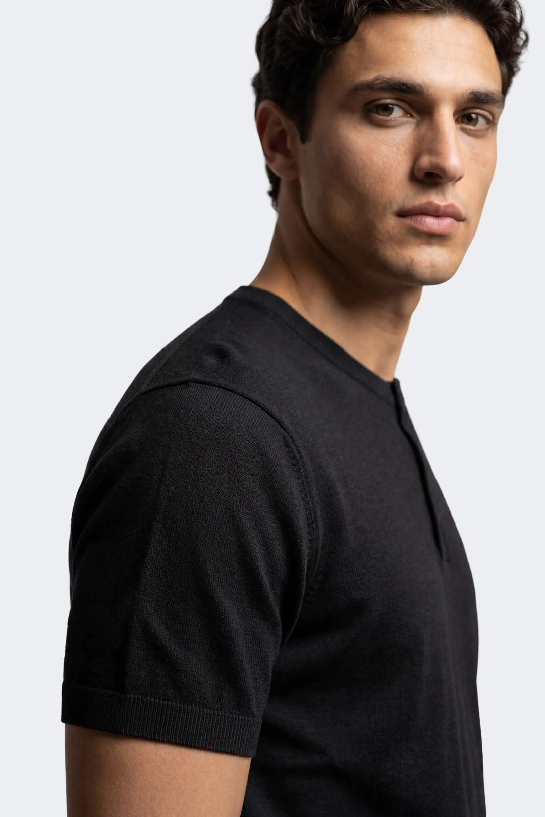 Knit Short Sleeve Henley T-Shirt-thumbmail-2