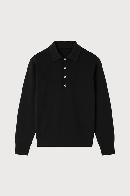 Long Sleeve Cotton Knit Polo