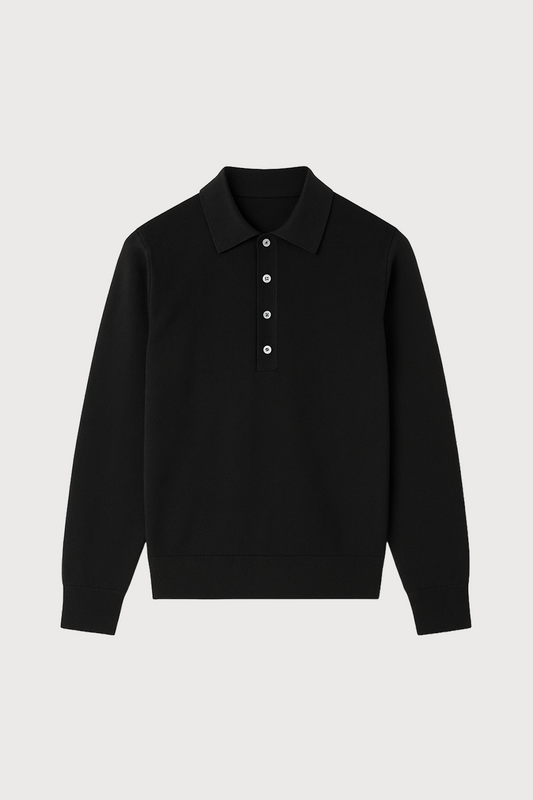 Long Sleeve Cotton Knit Polo