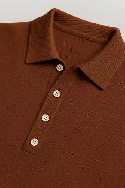Long Sleeve Cotton Knit Polo