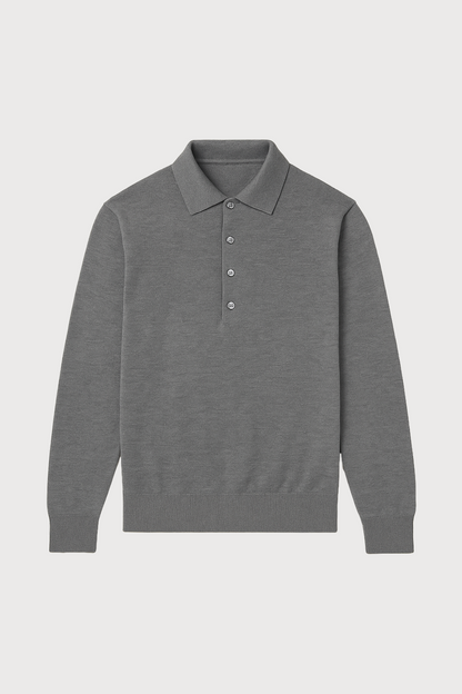 Long Sleeve Cotton Knit Polo