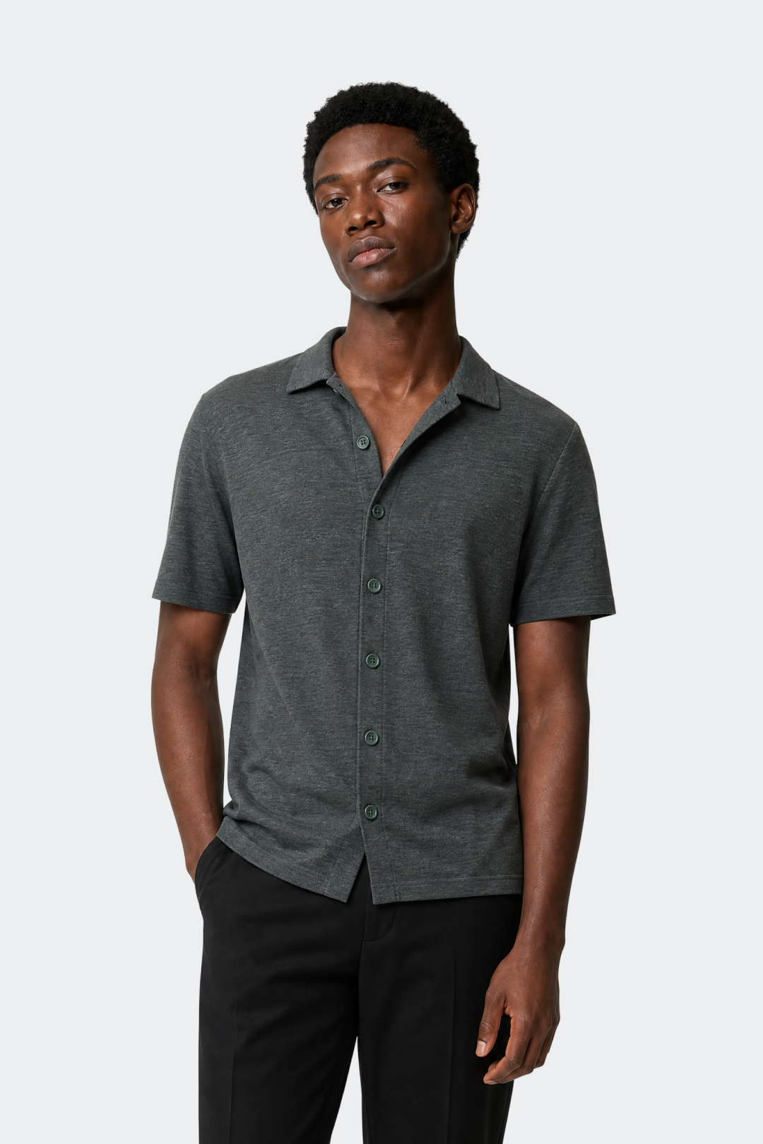Linen-Cotton Knit Shirt