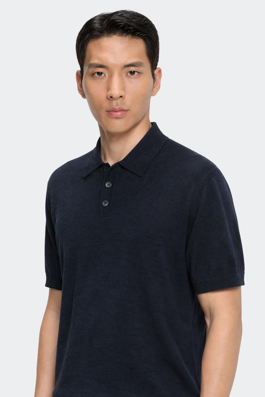 Three Button Linen Cotton Polo Shirt-10