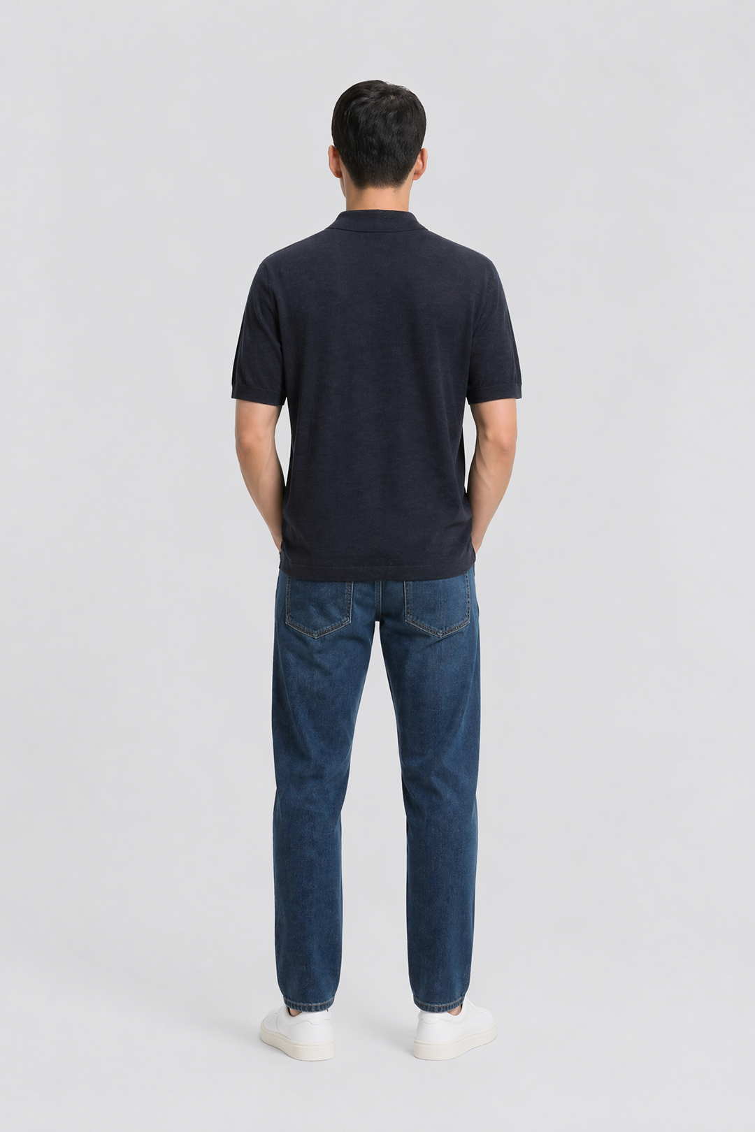 Three Button Linen Cotton Polo Shirt-12