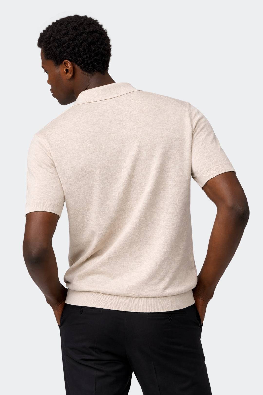 Three Button Linen Cotton Polo Shirt-2