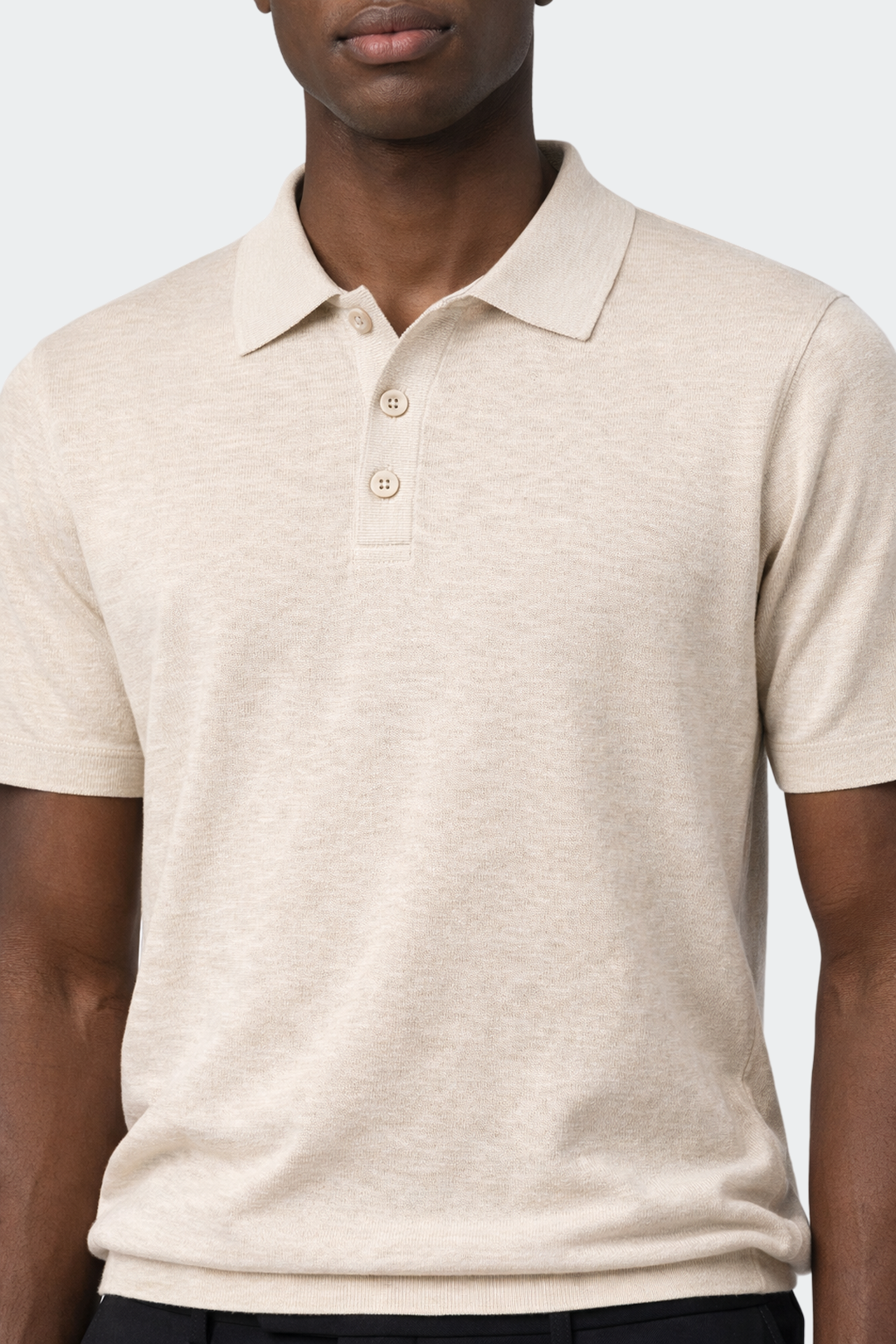 Three Button Linen Cotton Polo Shirt-3