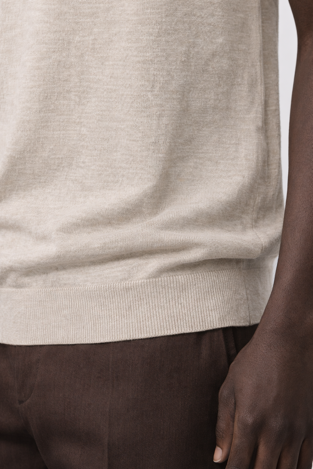 Open Collar Linen Cotton Polo Shirt-4