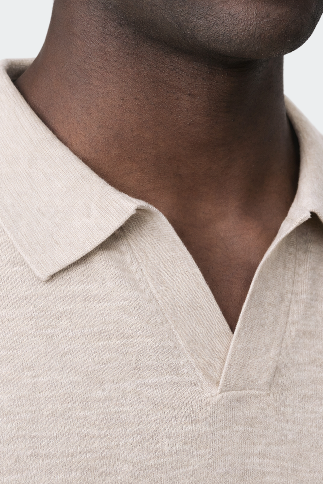 Open Collar Linen Cotton Polo Shirt-2
