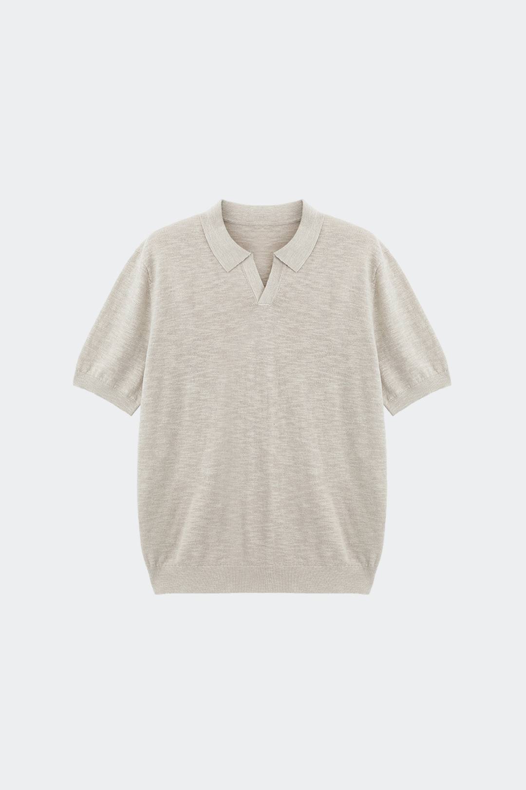 Open Collar Linen Cotton Polo Shirt-5