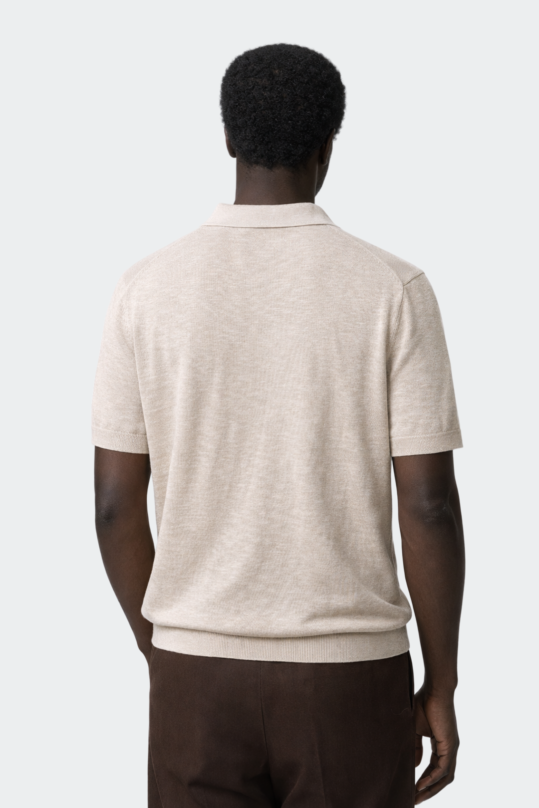 Open Collar Linen Cotton Polo Shirt-3