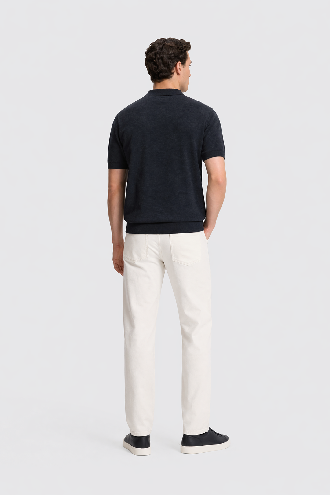 Open Collar Linen Cotton Polo Shirt-10