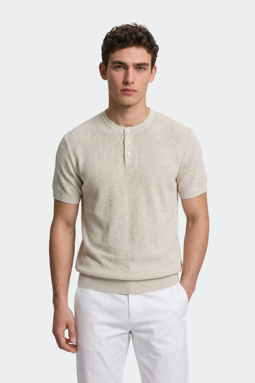 Textured Knit Henley T-Shirt-thumbmail-4