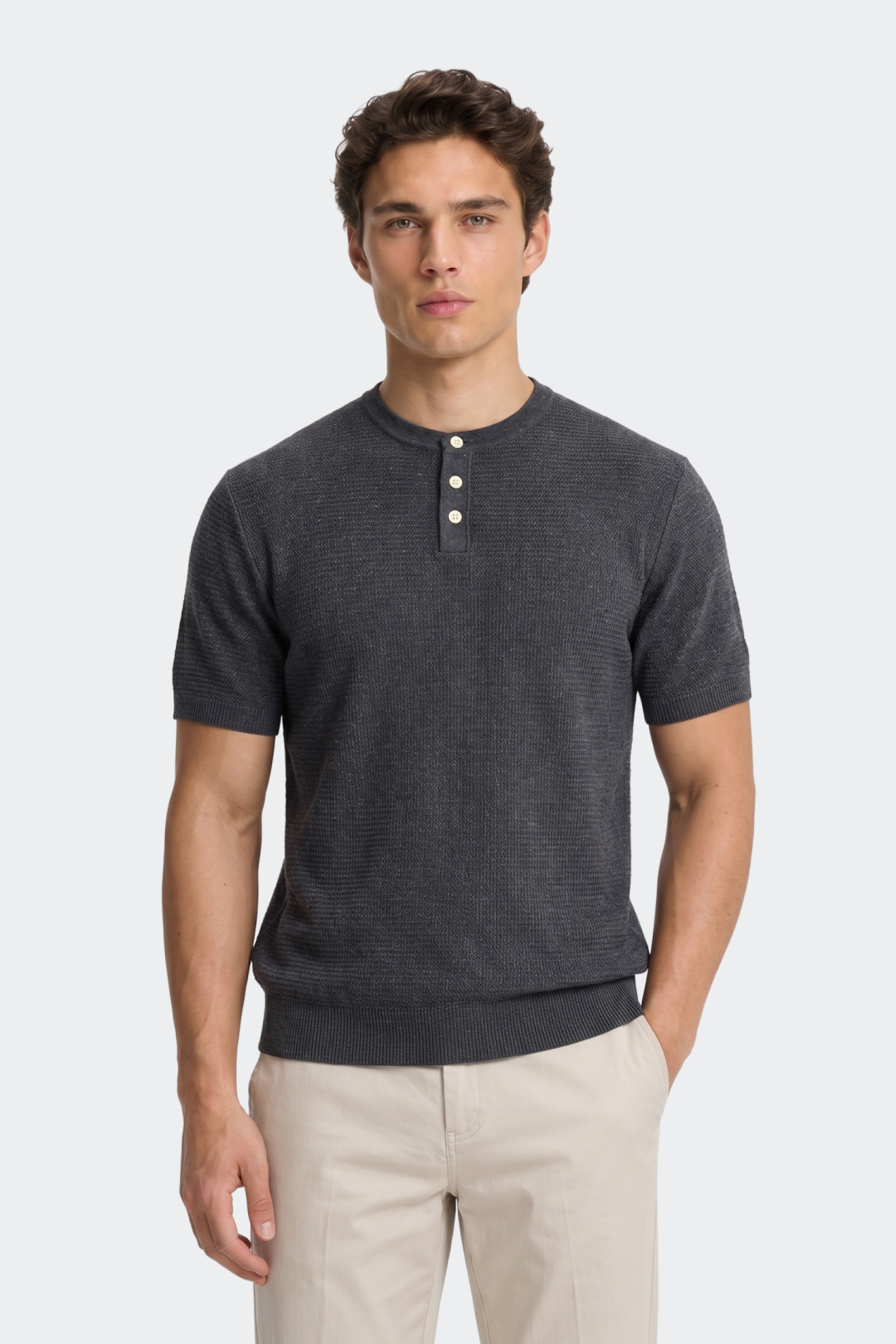 Textured Knit Henley T-Shirt-thumbmail-6
