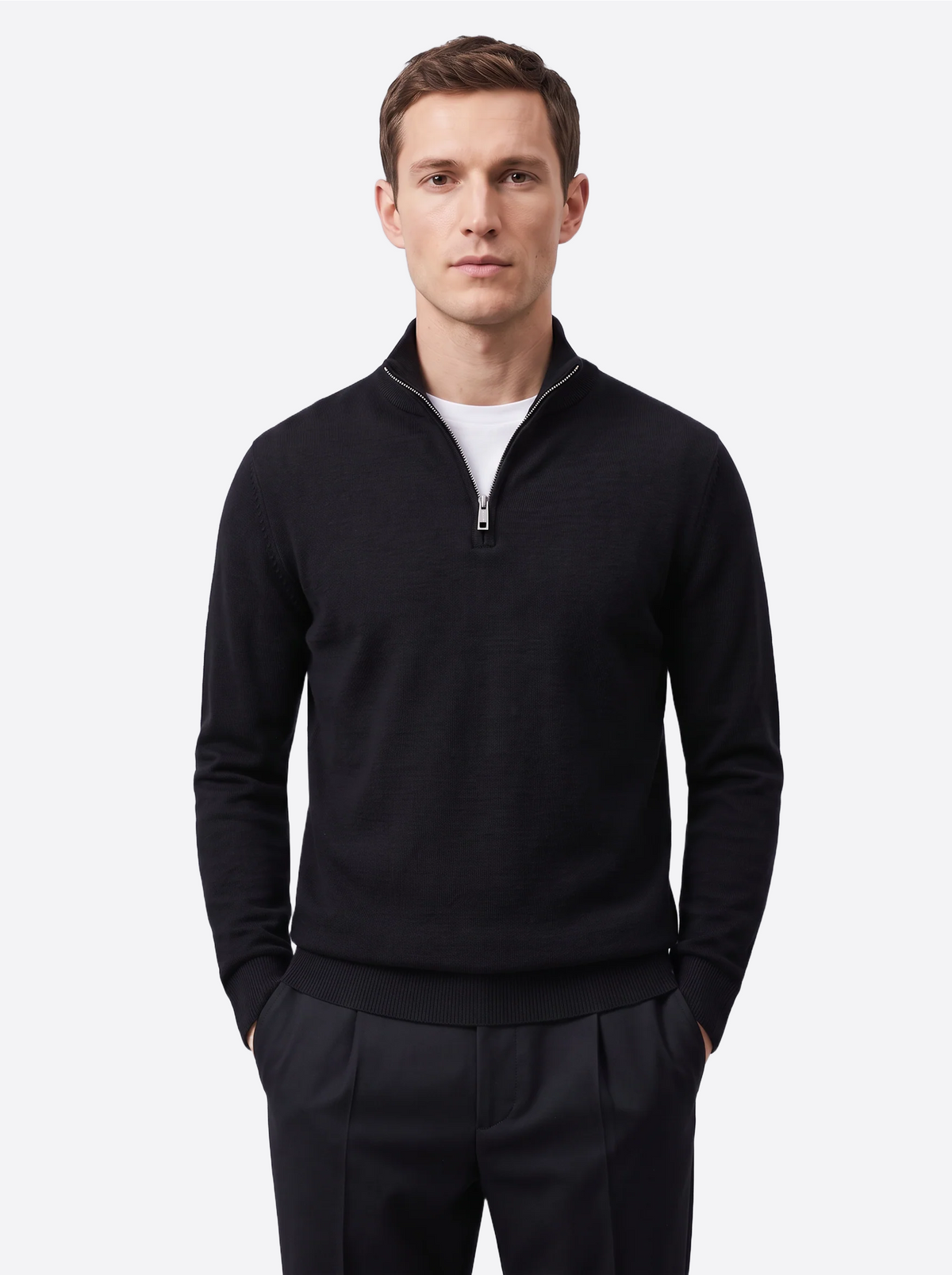 Men's Quarter-Zip Knitted Sweater-thumbmail-3
