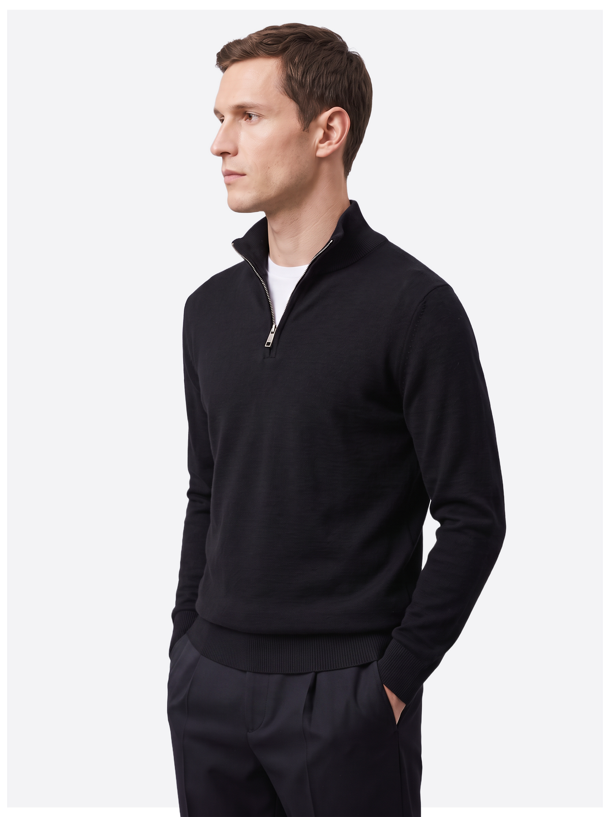 Men's Quarter-Zip Knitted Sweater-thumbmail-5