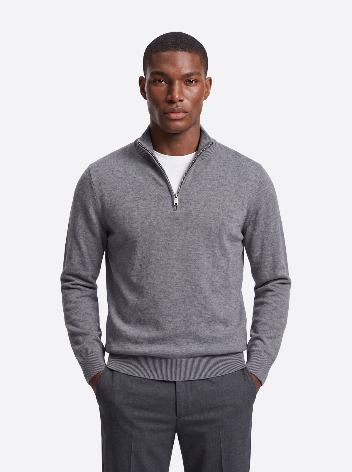 Men's Quarter-Zip Knitted Sweater-thumbmail-10