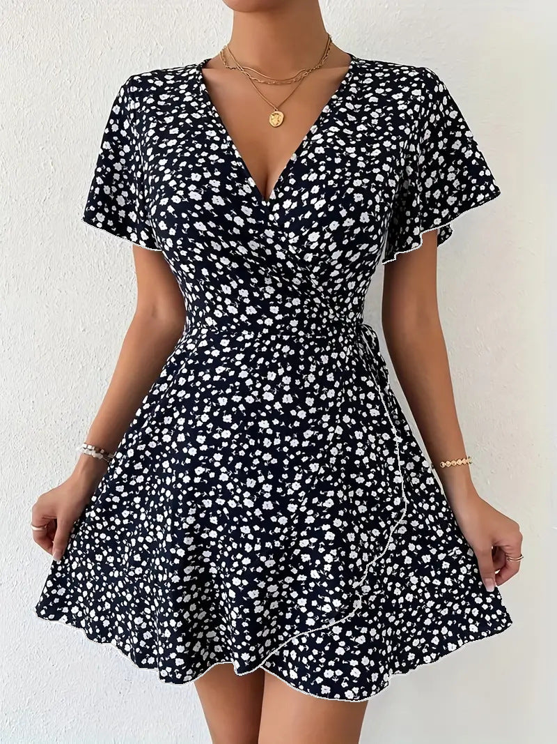Wrap Front Floral Mini Dress