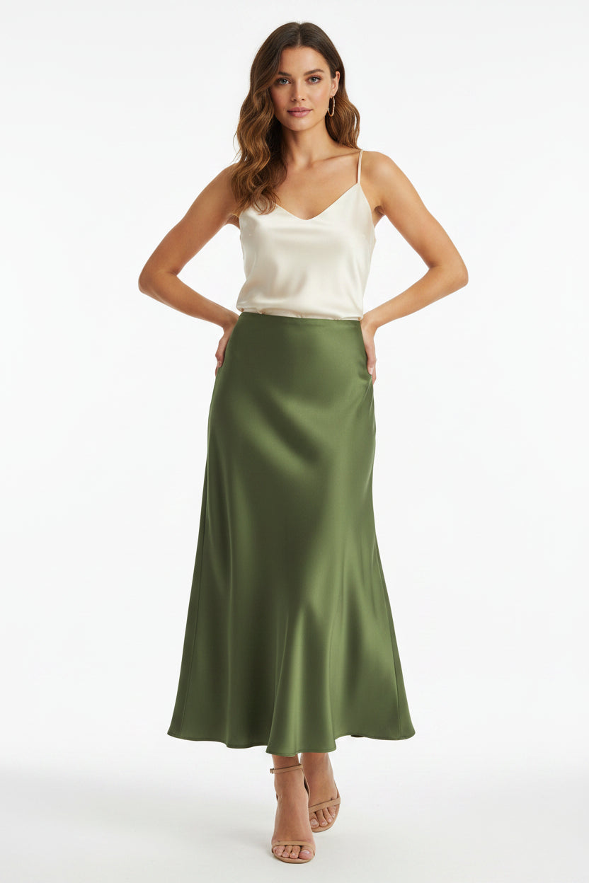 High-Waisted Satin Mermaid Maxi Skirt