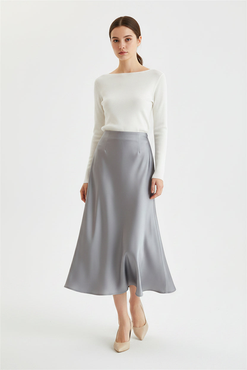High-Waisted Satin Mermaid Maxi Skirt