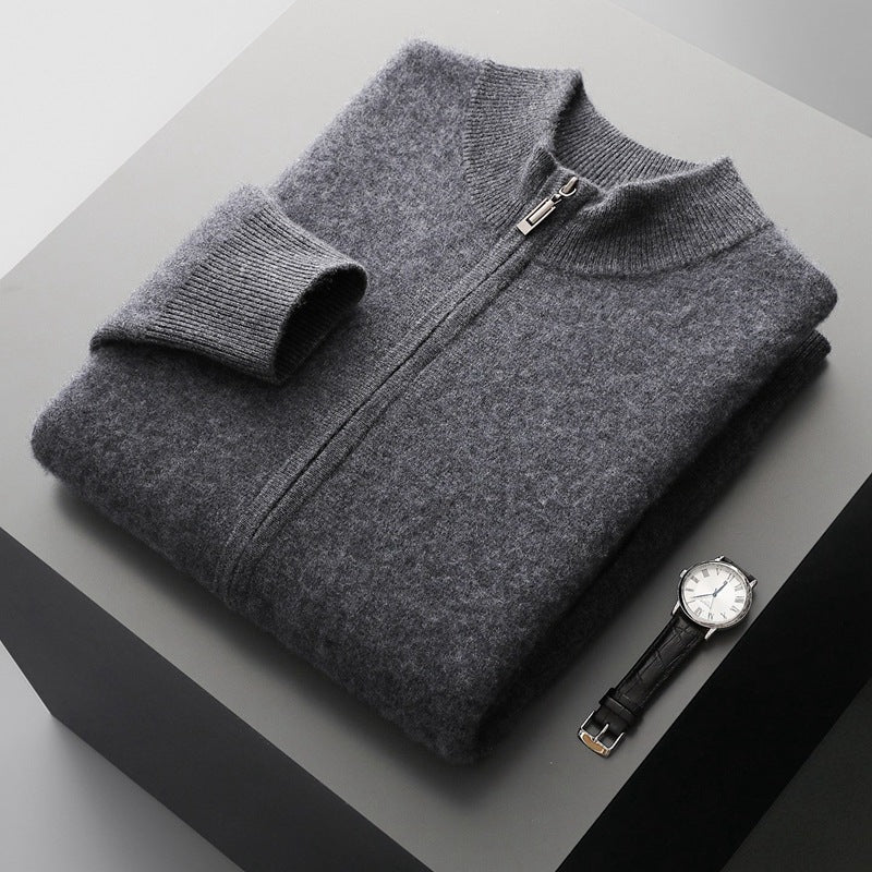 Men's Pure Extra-Fine Merino Wool Full Zip Cardigan