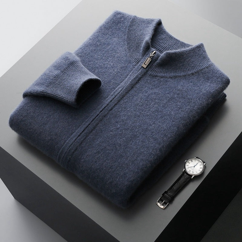 Men's Pure Extra-Fine Merino Wool Full Zip Cardigan