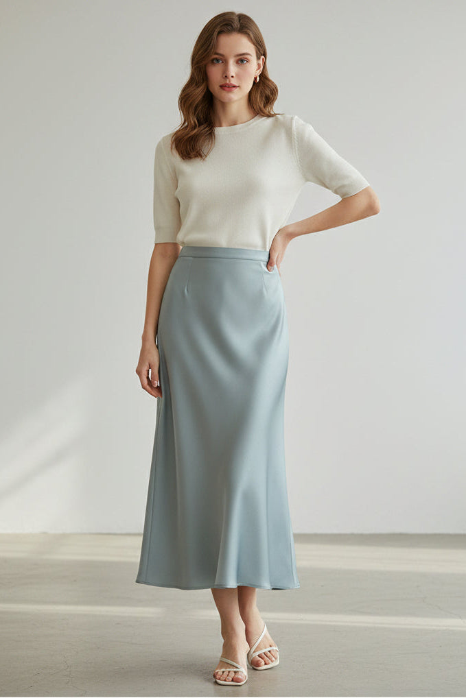 High-Waisted Satin Mermaid Maxi Skirt