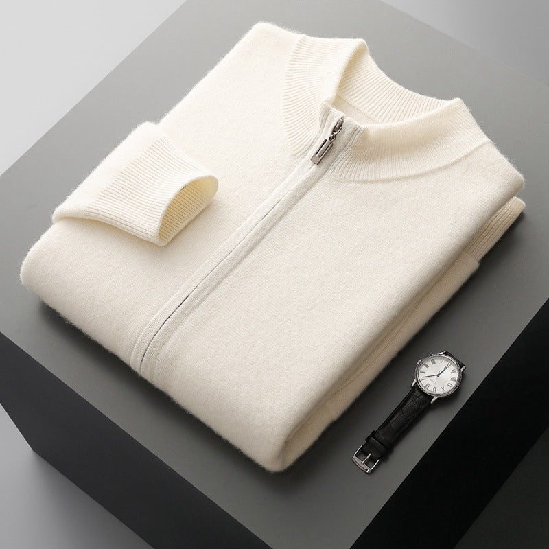 Men's Pure Extra-Fine Merino Wool Full Zip Cardigan