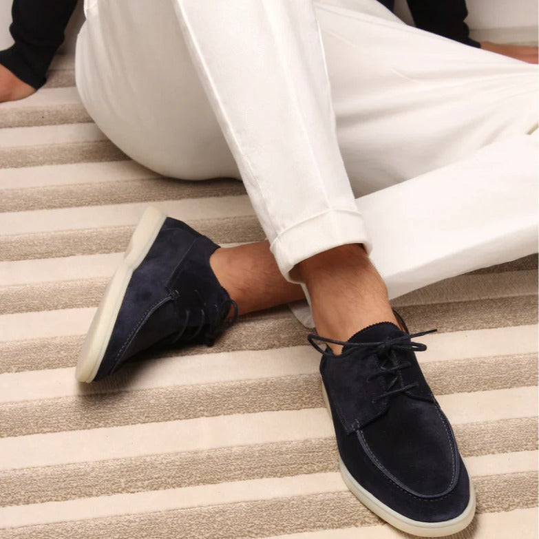 Men’s Suede Loafers Regular Fit Leather Lace-up Closed Toe-thumbmail-4