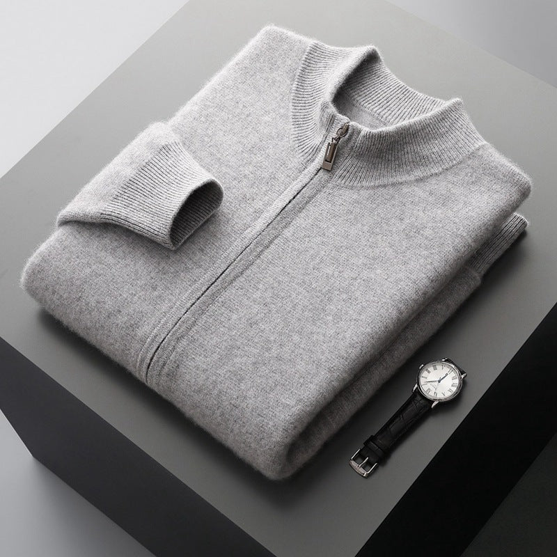 Men's Pure Extra-Fine Merino Wool Full Zip Cardigan