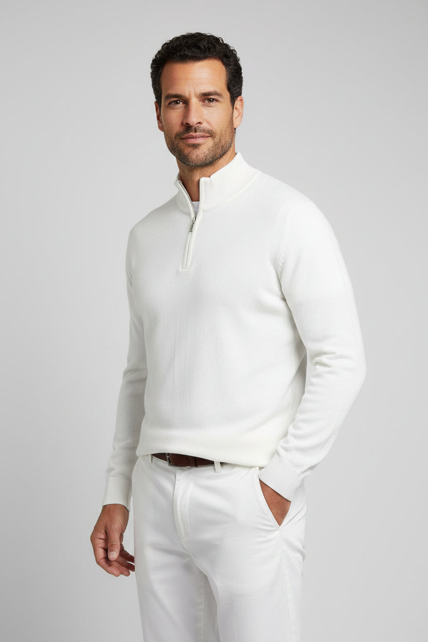 Men's Half-Zip Wool Blend Mock Neck Knit Jumper-thumbmail-9