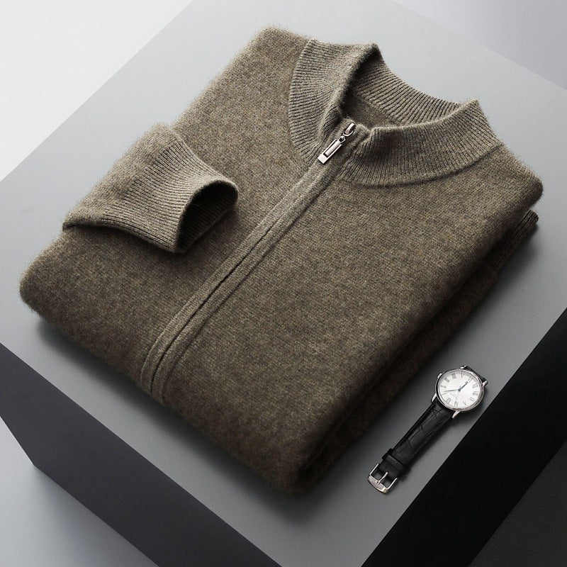 Men's Pure Extra-Fine Merino Wool Full Zip Cardigan