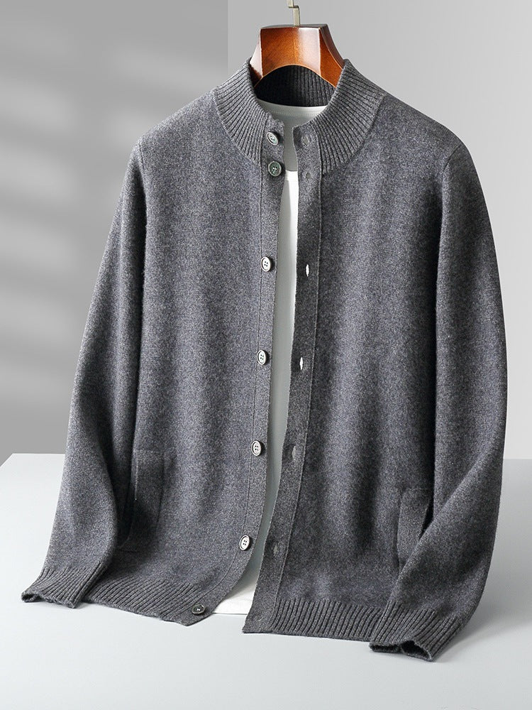 Men's Extra Fine Merino Wool Knitted Cardigan-thumbmail-6