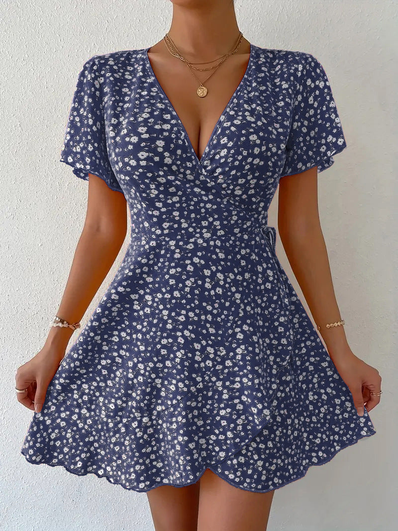 Wrap Front Floral Mini Dress