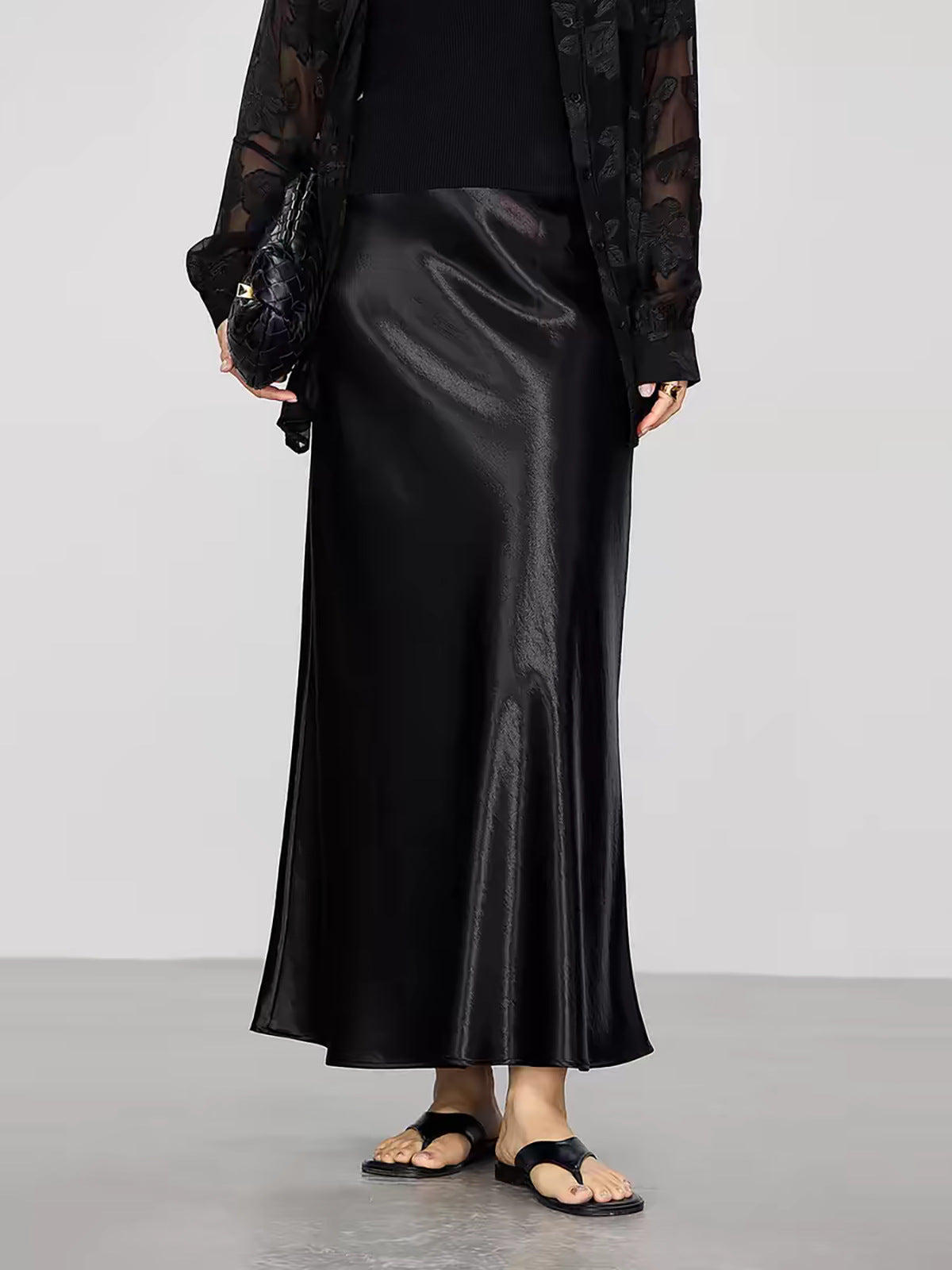 High-Waisted Satin Mermaid Maxi Skirt