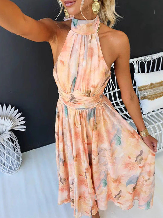 Tie-Neck Printed Chiffon Maxi Dress-thumbmail-4