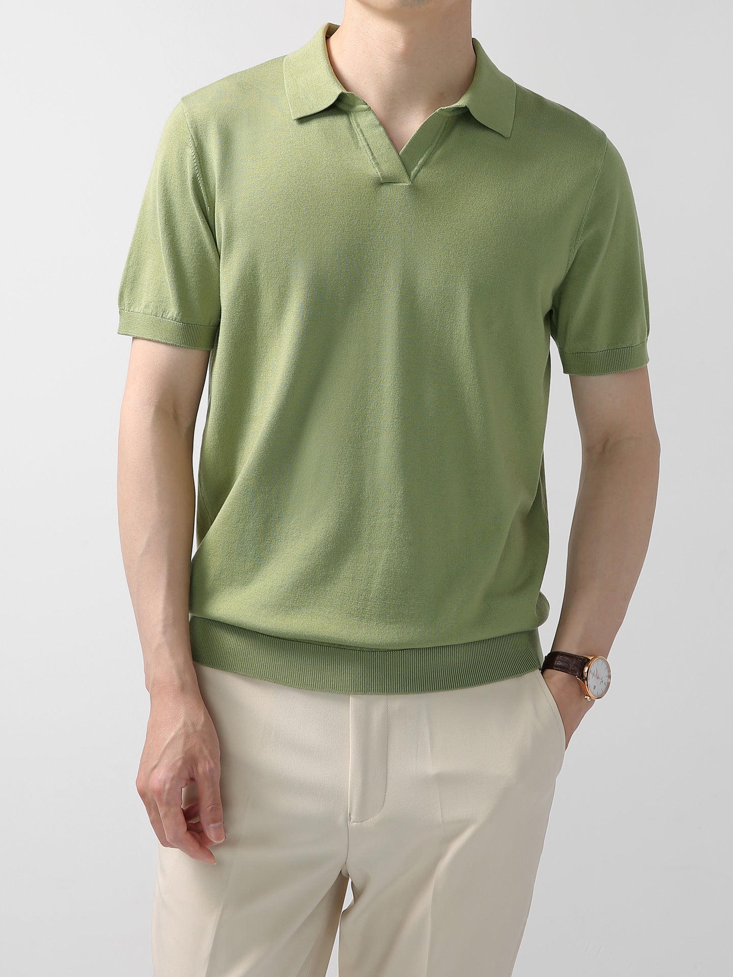 Buttonless Knitted Polo