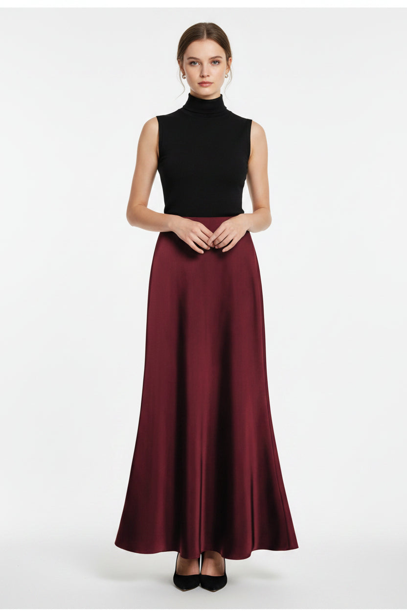 High-Waisted Satin Mermaid Maxi Skirt