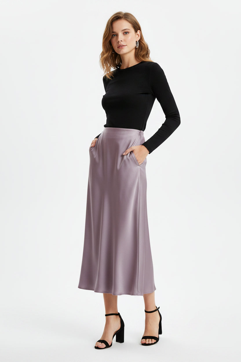 High-Waisted Satin Mermaid Maxi Skirt